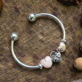 925 Silver Wrist Band Bracelet Open Rigid Women Jewelry