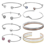 925 Silver Wrist Band Bracelet Open Rigid Women Jewelry