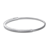 925 Silver Wrist Band Bracelet Open Rigid Women Jewelry