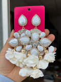 Flower Tassel Earrings Rhinestone Crystal Statement Jewelry Gift