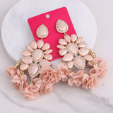 Flower Tassel Earrings Rhinestone Crystal Statement Jewelry Gift