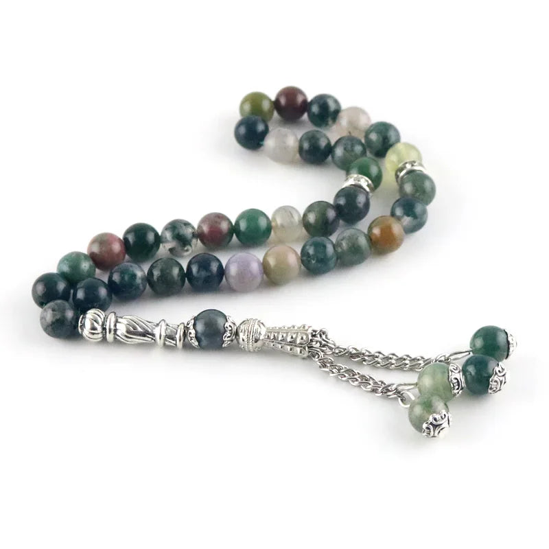 Indian Agate Natural Stone 10mm33 Beads Muslim Worship Tasbih Allah Bracelet