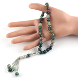 Indian Agate Natural Stone 10mm33 Beads Muslim Worship Tasbih Allah Bracelet
