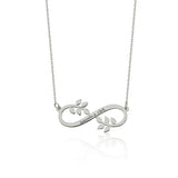 Infinity Leaves Stainless Steel Name Necklace for Women Wedding Engagement
