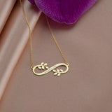 Infinity Leaves Stainless Steel Name Necklace for Women Wedding Engagement