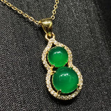 Chalcedony Gourd Pendant Agate Fu Lushou Necklace Pendant