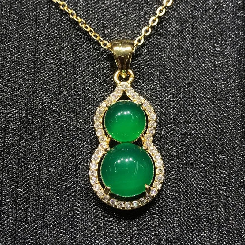 Chalcedony Gourd Pendant Agate Fu Lushou Necklace Pendant