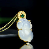 Chalcedony Pixiu Pendant Jade Jewelry Gemstone Charm Necklace