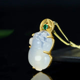 Chalcedony Pixiu Pendant Jade Jewelry Gemstone Charm Necklace
