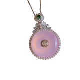 Chalcedony Round Safety Buckle Pendant Necklace