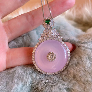 Chalcedony Round Safety Buckle Pendant Necklace