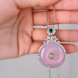 Chalcedony Round Safety Buckle Pendant Necklace