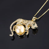 Golden Shell Beads Pendant Leopard Necklace Jewelry