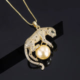 Golden Shell Beads Pendant Leopard Necklace Jewelry