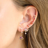 Asymmetric Moon Heart Earring Gold-plated Pink Zircon Studs