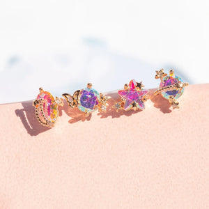 Starry Sky Earrings Gold-Plated Vintage Moon Studs