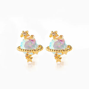 Starry Sky Earrings Gold-Plated Vintage Moon Studs
