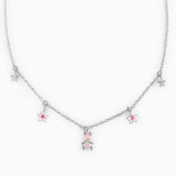 Gold-plated Bear Necklace Pink Zircon Stars Pendant Jewelry