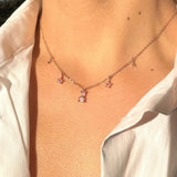 Gold-plated Bear Necklace Pink Zircon Stars Pendant Jewelry