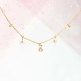 Gold-plated Bear Necklace Pink Zircon Stars Pendant Jewelry