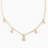 Gold-plated Bear Necklace Pink Zircon Stars Pendant Jewelry