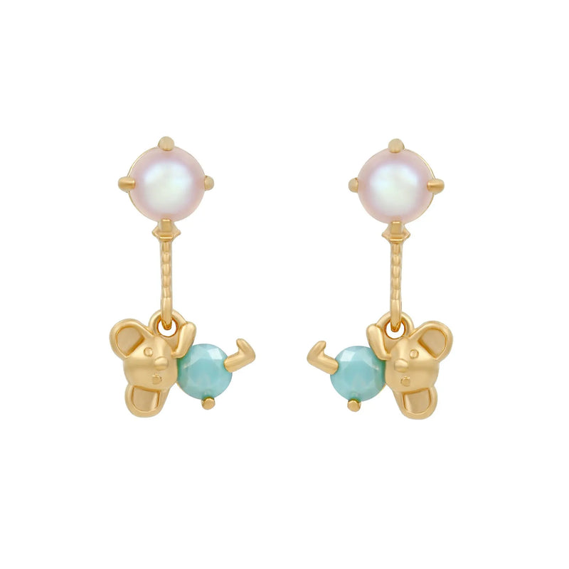 Zircon Bear Cloud Earring Real Gold-plated Zircon Bear Earrings