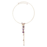 Purple Butterfly Pendant Necklace Tassel Collar Jewelry Gift