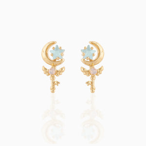 Gold-plated Zircon Star Moon Earrings