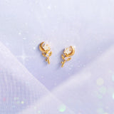 Gold-plated Zircon Star Moon Earrings