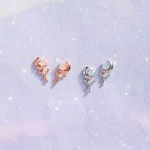 Gold-plated Zircon Star Moon Earrings