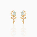 Gold-plated Zircon Star Moon Earrings