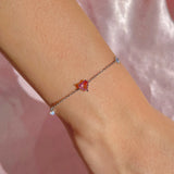 Sweet Pink Heart bracelet Copper Plated Zircon Bracelet