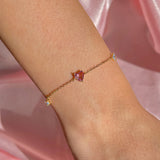 Sweet Pink Heart bracelet Copper Plated Zircon Bracelet