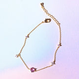 Sweet Pink Heart bracelet Copper Plated Zircon Bracelet