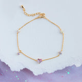 Sweet Pink Heart bracelet Copper Plated Zircon Bracelet