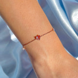 Sweet Pink Heart bracelet Copper Plated Zircon Bracelet