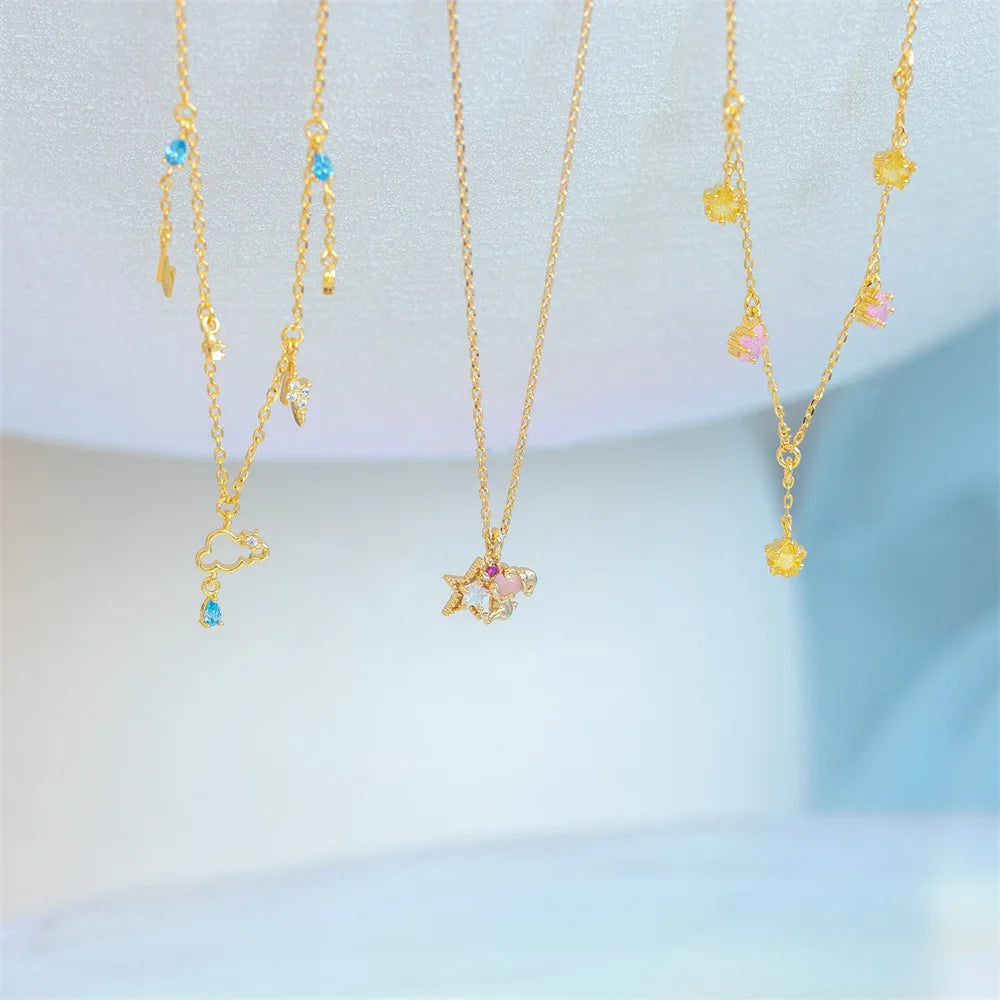 Colorful Zircon Star Necklace Gold-plated Pendant Jewelry