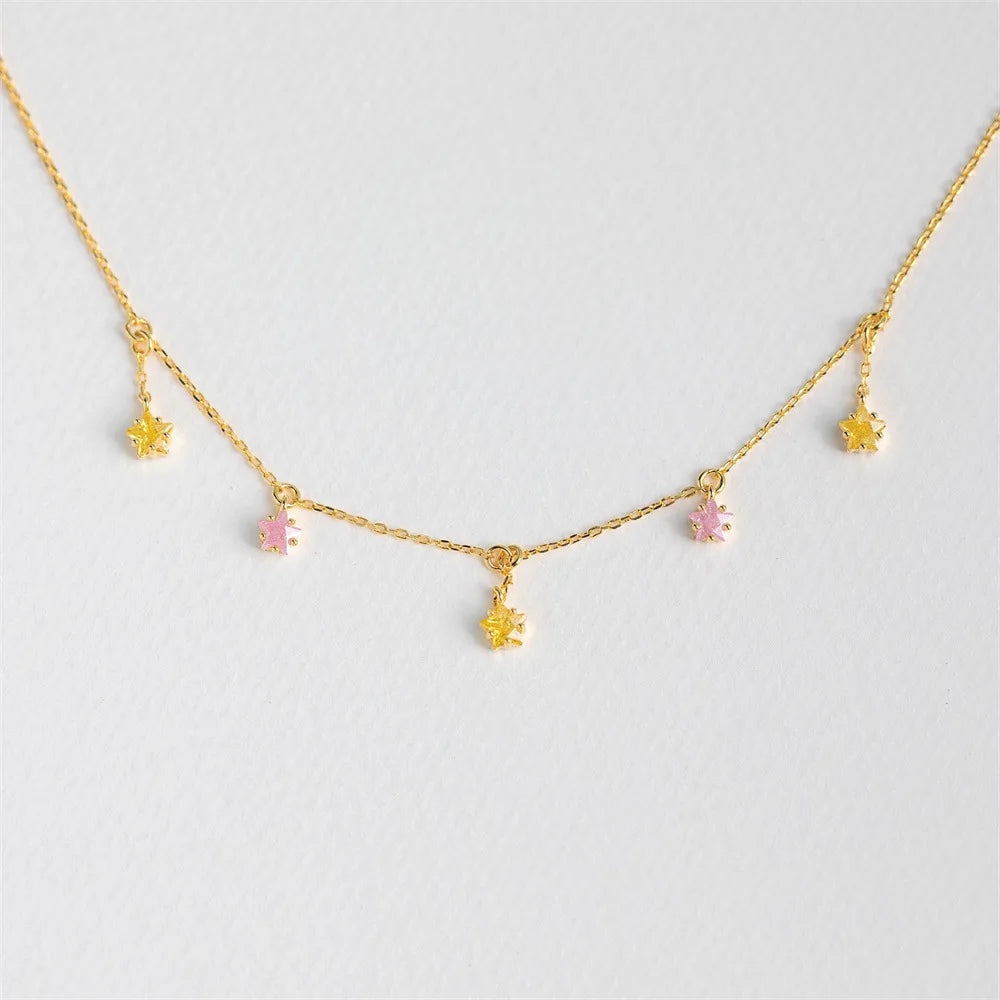 Colorful Zircon Star Necklace Gold-plated Pendant Jewelry