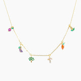 Vintage Garden Vegetable Necklace Gold-plated Zircon Mushroom Necklaces