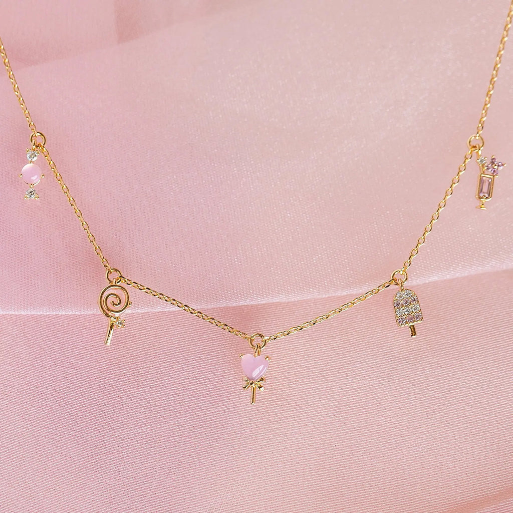 Vintage Ice Cream Clavicle Chain Gold-plated Zircon Necklace