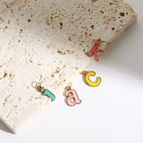 Vintage Pearl Ename Letter Custom Name Necklace Stainless Steel