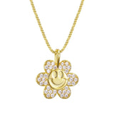 Vintage Sun Flower Smile Necklace Rhinestone Necklaces For Women Girls