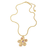 Zircon Flower Necklace Pink Girl Sweet Flower Pendant Chain Choker
