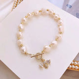 Freshwater Pearl Zircon Bee Pendant Bracelet Women's Hand Accessories
