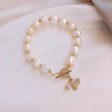 Freshwater Pearl Zircon Bee Pendant Bracelet Women's Hand Accessories