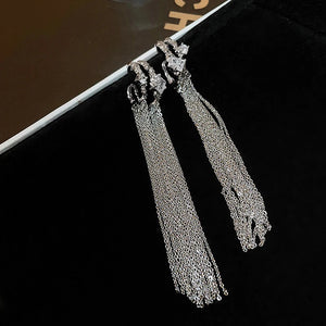 Chain Tassel Drop Earrings for Women Crystal Cuff Hiphop Jewelry