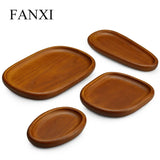 Irregular Round Jewelry Plate Japanese Retro Solid Wood Display Stand