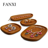 Irregular Round Jewelry Plate Japanese Retro Solid Wood Display Stand