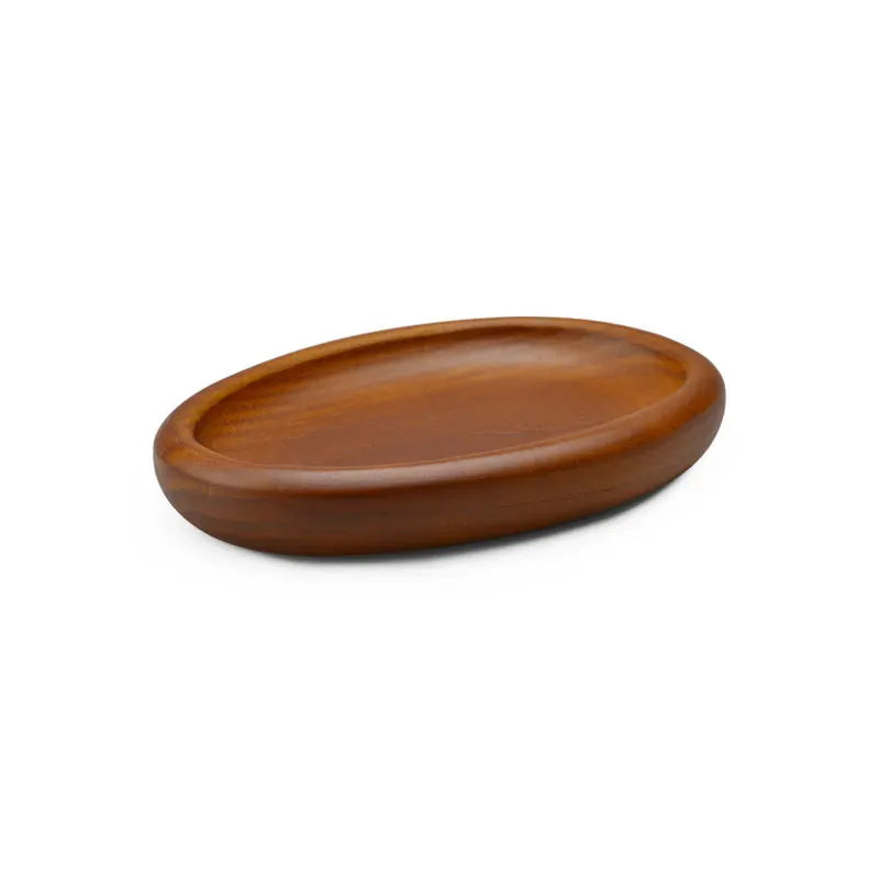 Irregular Round Jewelry Plate Japanese Retro Solid Wood Display Stand