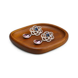 Irregular Round Jewelry Plate Japanese Retro Solid Wood Display Stand